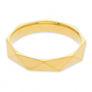 Ringen van Stainless steel Roestvrij staal (RVS) faceted cut Gold