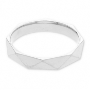 Ringen van Stainless steel Roestvrij staal (RVS) faceted cut Silver