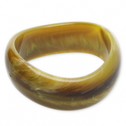 Armbanden bangle resin Olive green-brown-white