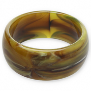 Armbanden bangle resin Olive green-brown-white