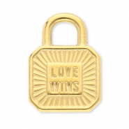 Bedels van Stainless steel Roestvrij staal (RVS) clasp "love wins" Gold