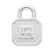 Bedels van Stainless steel Roestvrij staal (RVS) clasp "love wins" Silver