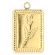 Bedels van Stainless steel Roestvrij staal (RVS) rectangle with tulip Gold