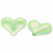 Kralen van acryl heart Green-AB coating