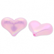 Kralen van acryl heart Lilac purple-AB coating