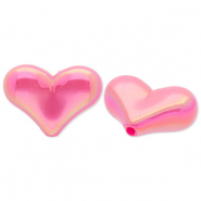 Kralen van acryl heart Dark pink-AB coating