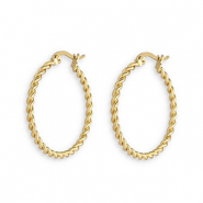 Oorbellen van Stainless steel Roestvrij staal (RVS) creolen twisted Gold