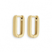 Roestvrij stalen (RVS) Stainless steel oorbellen / oorstekers oval Gold