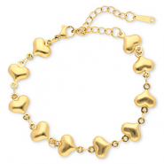 Armbanden van Stainless steel Roestvrij staal (RVS) hearts Gold