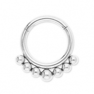 Oorpiercing van Stainless steel Roestvrij staal (RVS) clicker ring with spheres Silver
