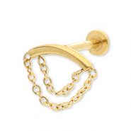 Oorpiercing van Stainless steel Roestvrij staal (RVS) arch with 2-layer chain Gold