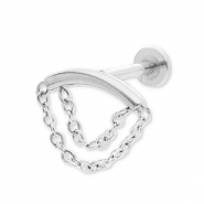 Oorpiercing van Stainless steel Roestvrij staal (RVS) arch with 2-layer chain Silver