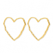 Oorbellen van Stainless steel Roestvrij staal (RVS) oorsteker heart Gold