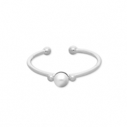 Ringen van Stainless steel Roestvrij staal (RVS) with pearl Silver-white