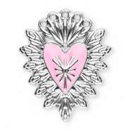 Bedels van Stainless steel Roestvrij staal (RVS) sacred heart Silver-light pink
