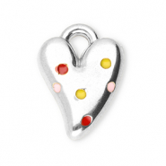 Bedels van Stainless steel Roestvrij staal (RVS) heart Silver-red-yellow