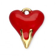 Bedels van Stainless steel Roestvrij staal (RVS) heart Gold-red