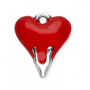 Bedels van Stainless steel Roestvrij staal (RVS) heart Silver-red