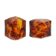 Kralen van acryl hexagon Orange brown
