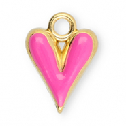 Bedels van Stainless steel Roestvrij staal (RVS) heart Gold-pink