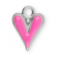 Bedels van Stainless steel Roestvrij staal (RVS) heart Silver-pink