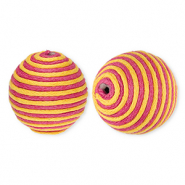 22 mm kralen van acryl met waxkoord Dark pink-orange