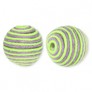 22 mm kralen van acryl met waxkoord Lime green-lavender purple