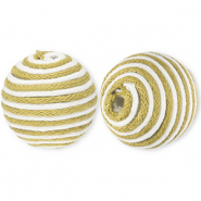 22 mm kralen van acryl met waxkoord Olive green-white