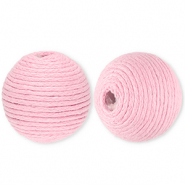 22 mm kralen van acryl met waxkoord Light pink