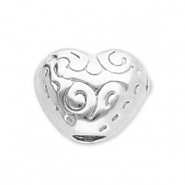 Kralen van stainless steel Roestvrij staal (RVS) heart Silver