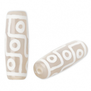 Kralen natuursteen chalcedoon tube Sand beige-white