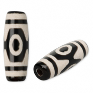 Kralen natuursteen chalcedoon tube Black-light grey