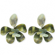 Musthave resin oorbellen&nbsp;/&nbsp;oorstekers flower Multicolour green