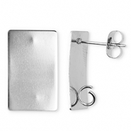 Benodigdheden van Stainless steel Roestvrij staal (RVS) oorbellen / oorsteker rectangle with loop Silver