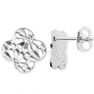 Benodigdheden van Stainless steel Roestvrij staal (RVS) oorbellen / oorsteker clover with flower with loop Silver