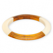 Armbanden bangle resin Transparent amber brown-ivory white