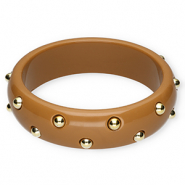 Armbanden bangle resin with studs Brown-gold