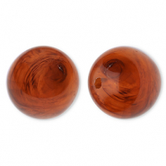 20 mm kralen van acryl round Amber brown-marble