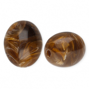Kralen van acryl oval Brown-marble