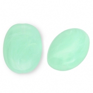 Kralen van acryl oval Mint green-marble