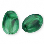 Kralen van acryl oval Dark green-marble