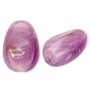 Kralen van acryl oval Purple-brown-marble