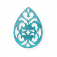 Hangers van resin druppel barok 38x27mm Blue Atoll