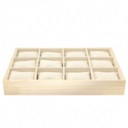 Sieraden display 12-vaks met linnen kussen Natural-linen white