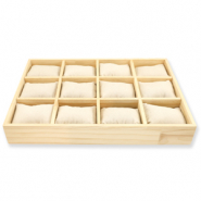 Sieraden display 12-vaks met fluwelen kussen Natural-off white