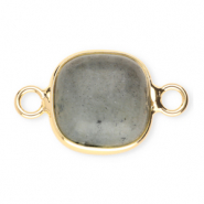 Hangers van natuursteen tussenstuk 12x12mm Grey-gold