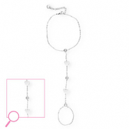 Handkettingen van Stainless steel Roestvrij staal (RVS) hearts Silver-crystal