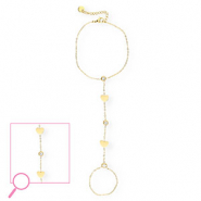 Handkettingen van Stainless steel Roestvrij staal (RVS) hearts Gold-crystal