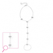 Handkettingen van Stainless steel Roestvrij staal (RVS) hearts Silver