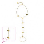 Handkettingen van Stainless steel Roestvrij staal (RVS) hearts Gold